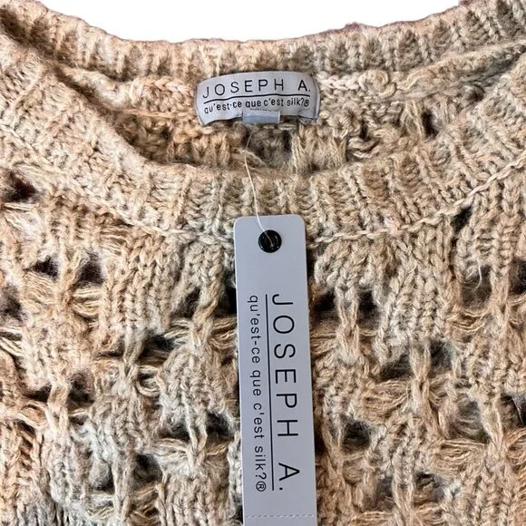 Joseph A. NWT Sweater L Womens Tan Open Knit Round Neck Pullover Size Large - Picture 3 of 7